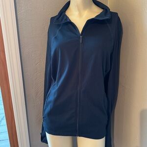 RBX athletic, full zip, navy blue jacket, unisex, thumb holes